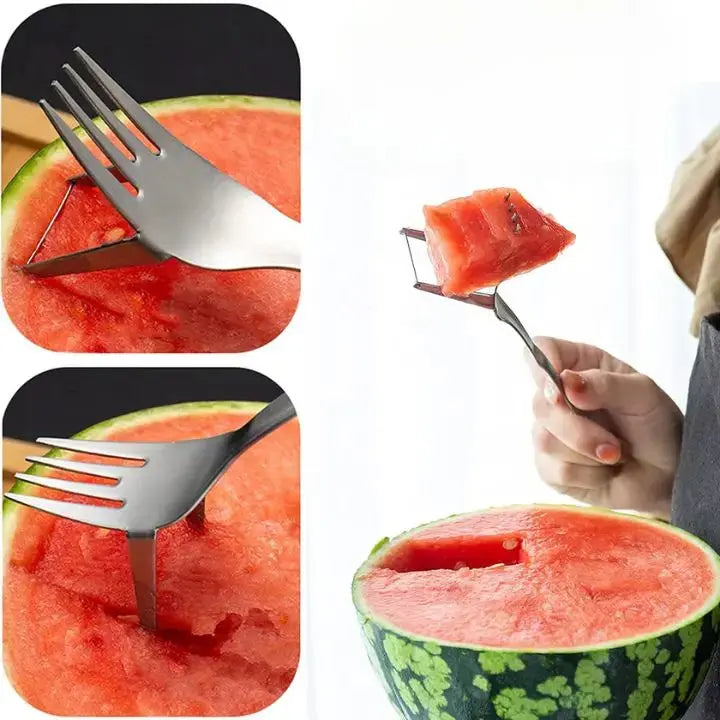 Stainless Steel Watermelon Cube Cutter & Serving Fork