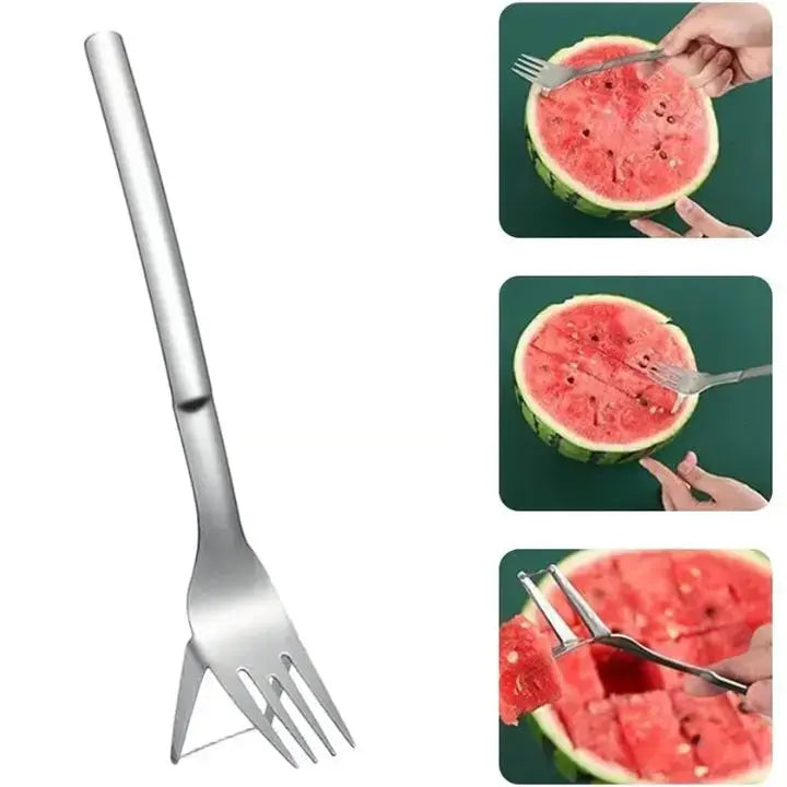 Stainless Steel Watermelon Cube Cutter & Serving Fork
