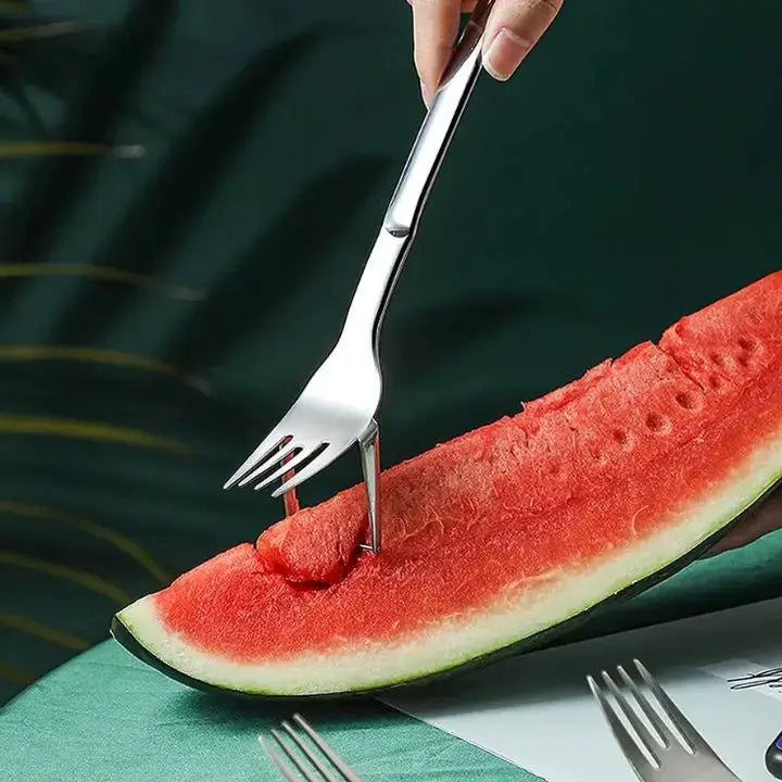 Stainless Steel Watermelon Cube Cutter & Serving Fork