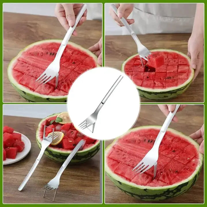 Stainless Steel Watermelon Cube Cutter & Serving Fork