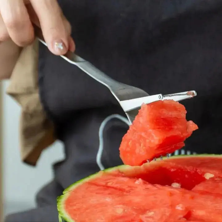 Stainless Steel Watermelon Cube Cutter & Serving Fork