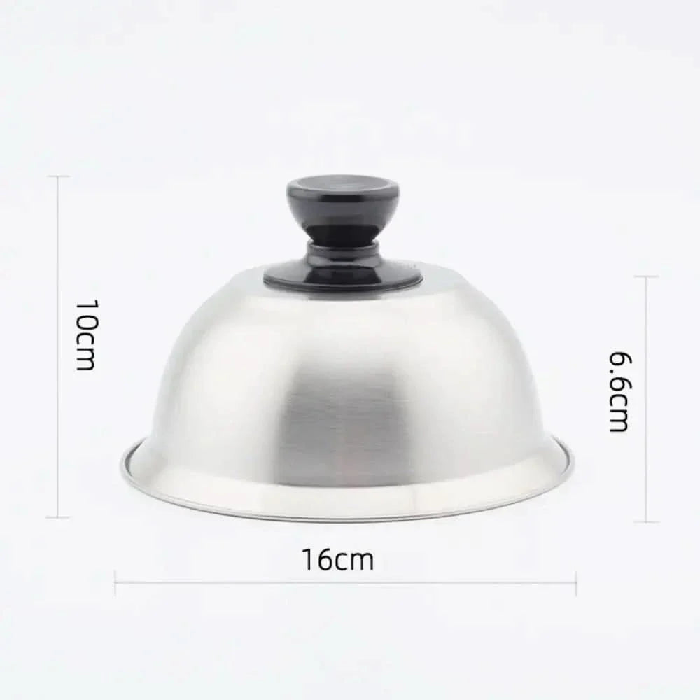 stainless steel lid for even cooking & melting