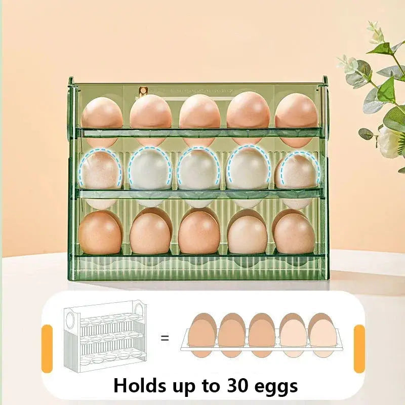 Egg organizer with 3 levels and date display