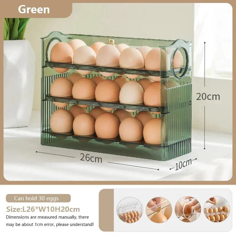 Egg organizer with 3 levels and date display