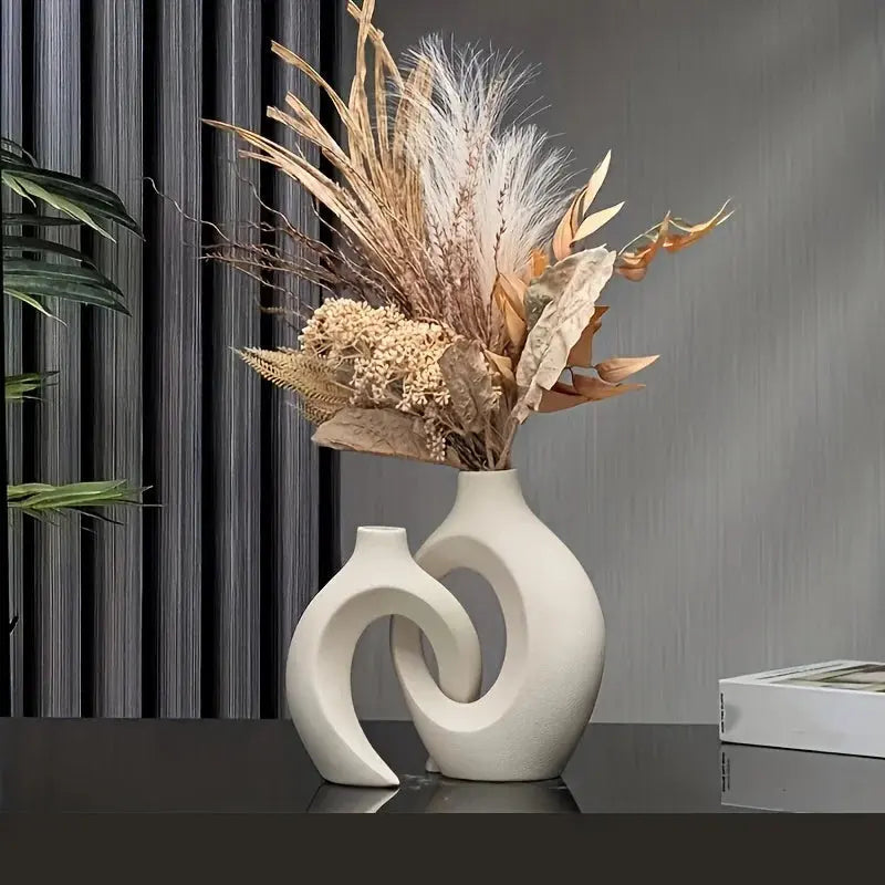 Unique Round Hollow 2-in-1 Nordic Ceramic Vase
