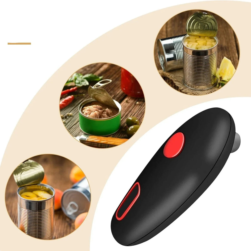 Automatic Can Opener with Ergonomic Handle and One-Button Operation