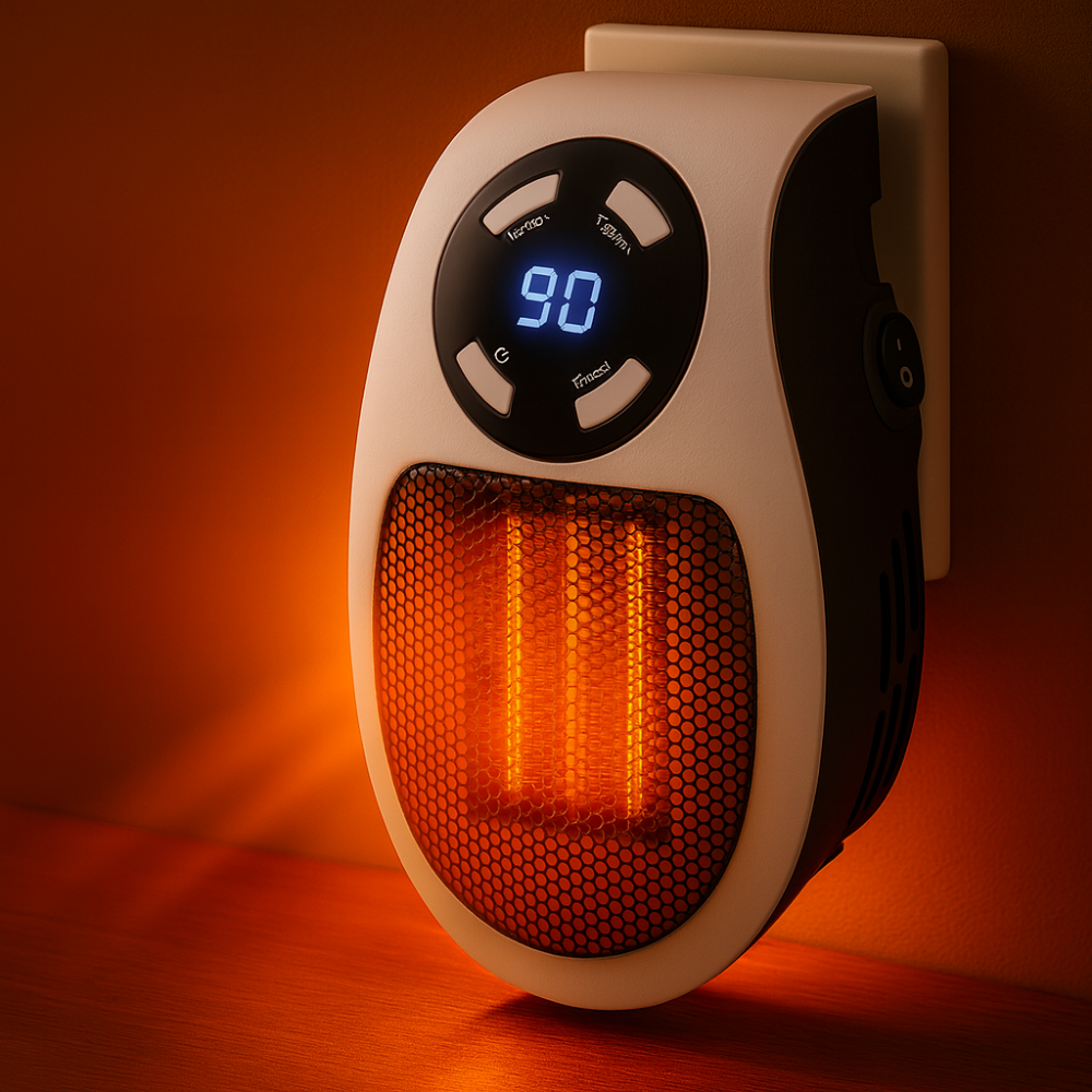 Electric Space Heater Ceramic Wall Plug Adjustable Thermostat