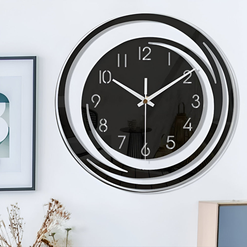 Modern Black Acrylic Wall Clock in Scandinavian Design 30 cm