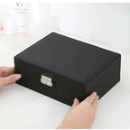 Elegant jewelry box made of wood with PU leather, 2-layered
