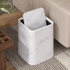 Elegant trash can in marble design with swing lid