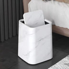 Elegant trash can in marble design with swing lid