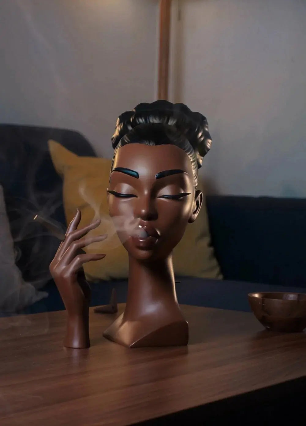 Elegant Incense Holder in the Form of a Black Woman's Head