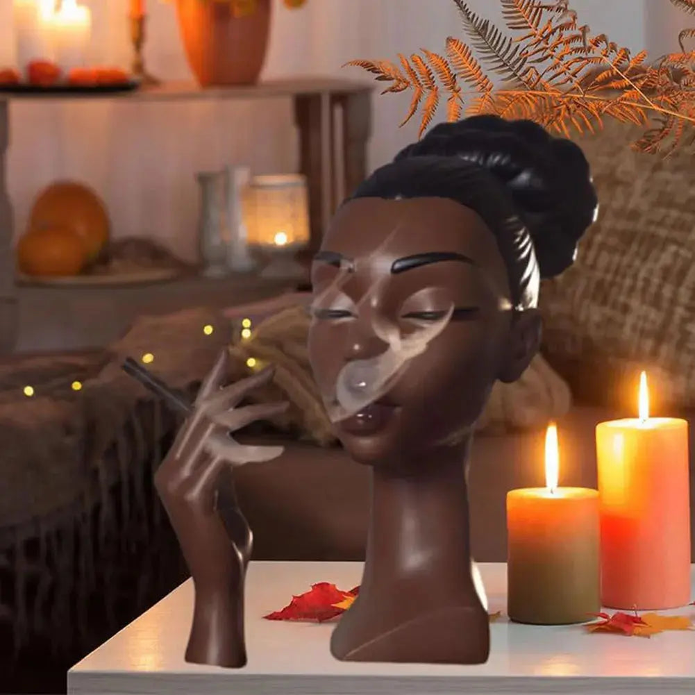 Elegant Incense Holder in the Form of a Black Woman's Head