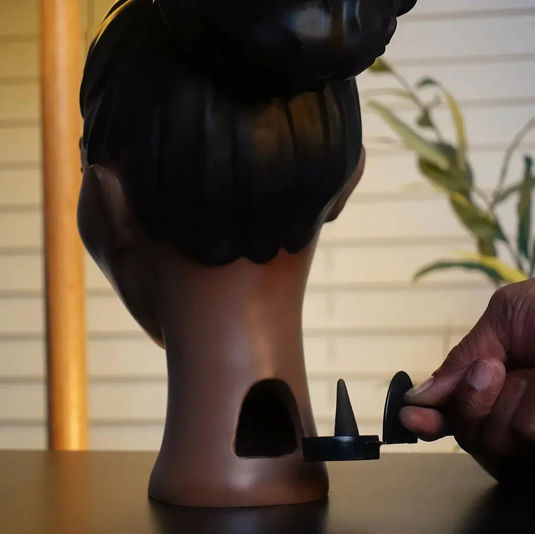Elegant Incense Holder in the Form of a Black Woman's Head