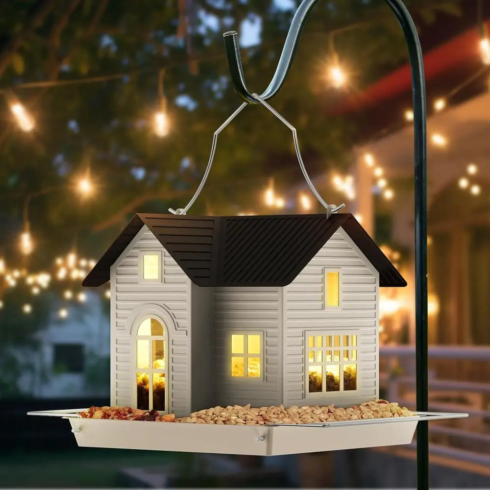 Solar-Bird Feeder House with LED Light