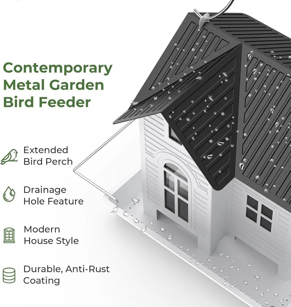 Solar-Bird Feeder House with LED Light