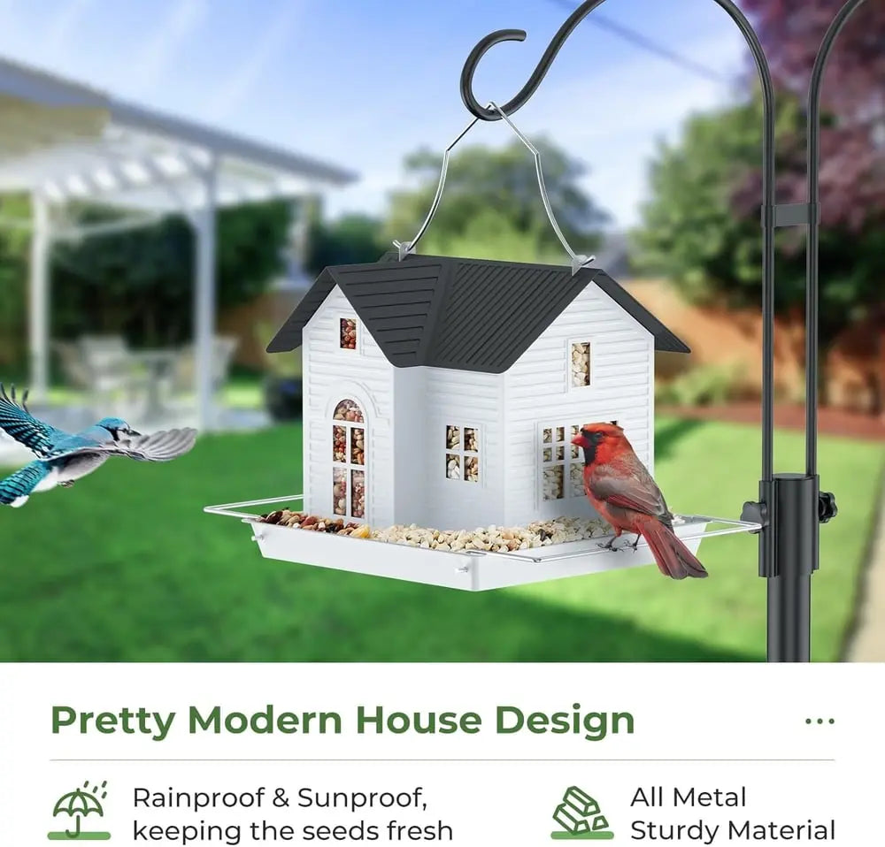 Solar-Bird Feeder House with LED Light