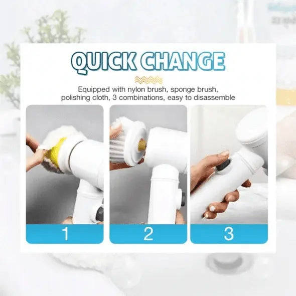 Electric Redary brush with 360° brush heads for effortless cleaning