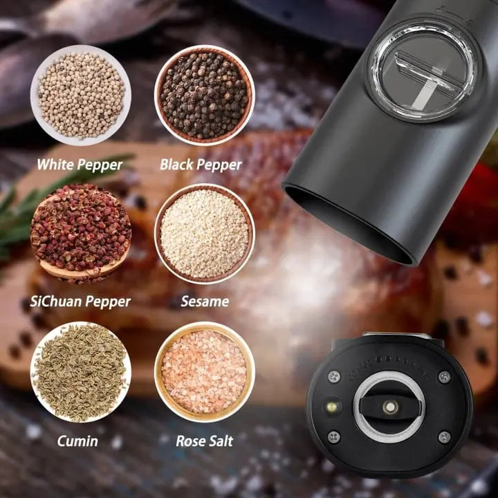 Electric Salt & Pepper Mill – With LED & Adjustable Grind Size