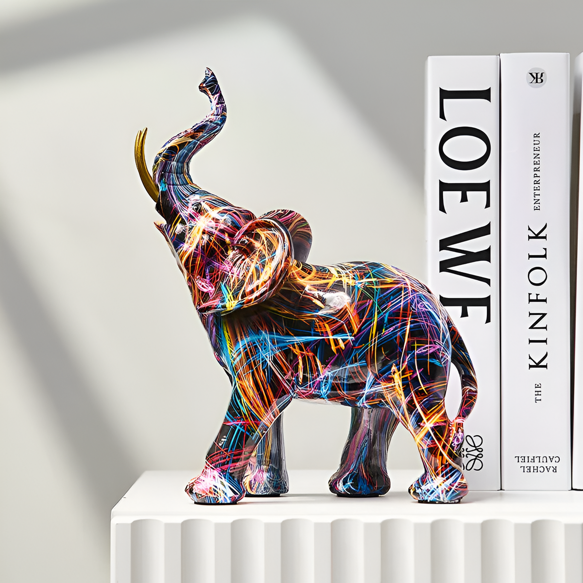 ColorPower Elephant Statue – Decorative Statue with Lively Patterns