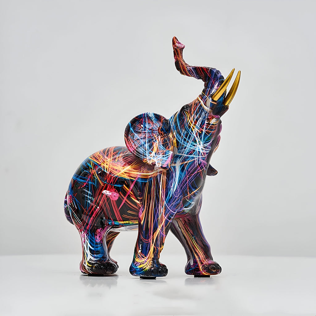 ColorPower Elephant Statue – Decorative Statue with Lively Patterns