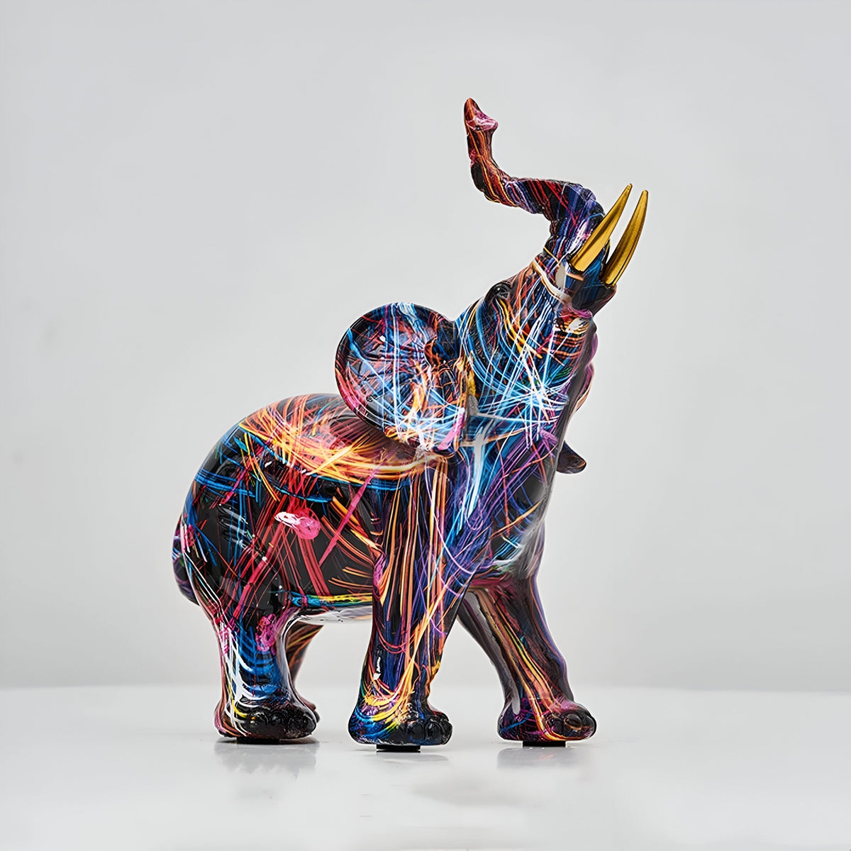 ColorPower Elephant Statue – Decorative Statue with Lively Patterns