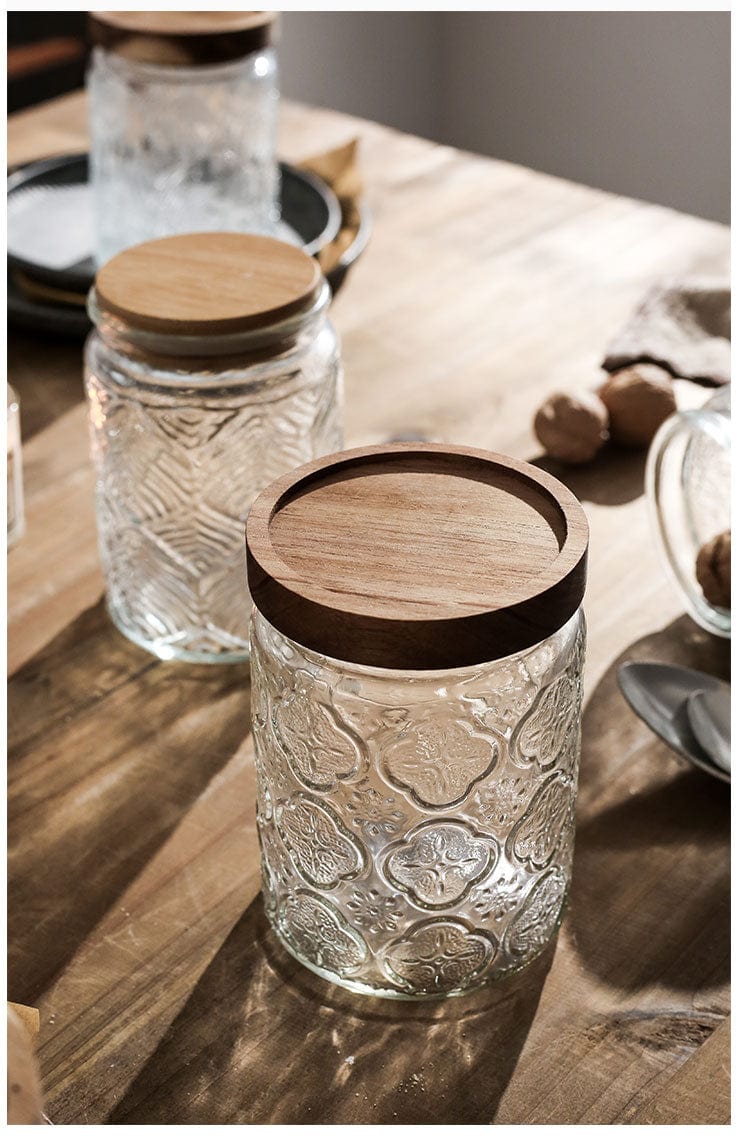Embossing Flower Glass Container