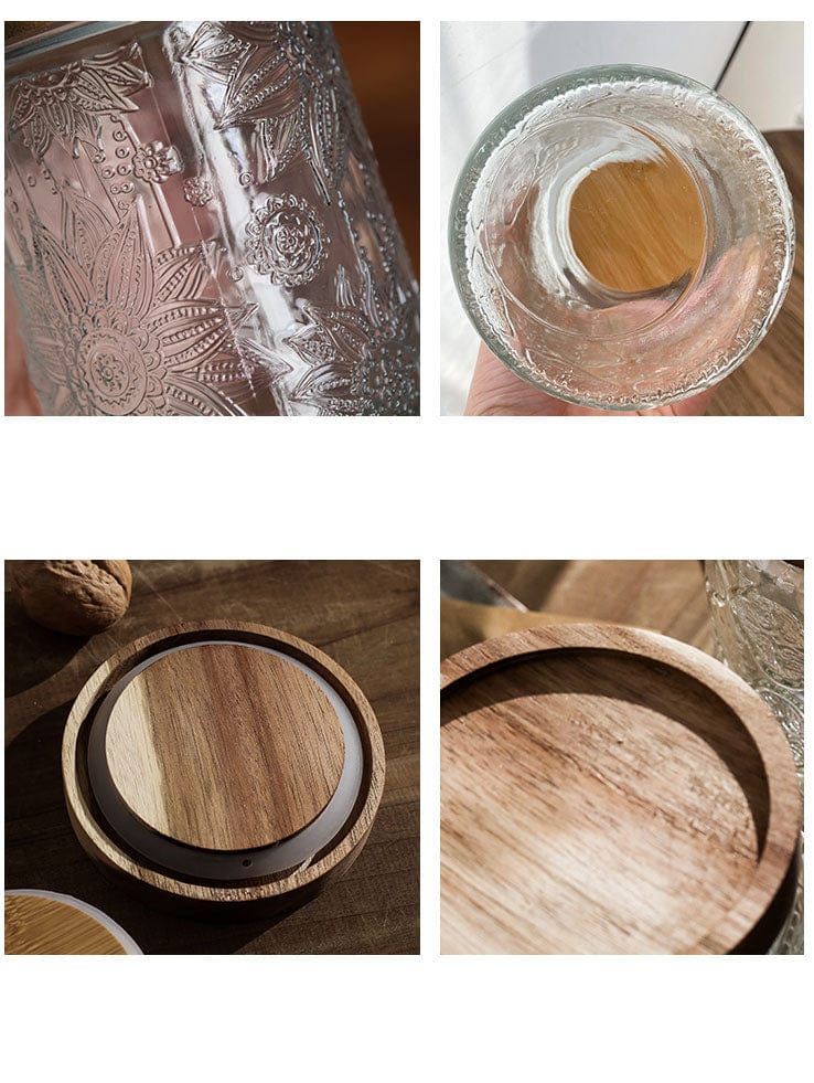 Embossing Flower Glass Container