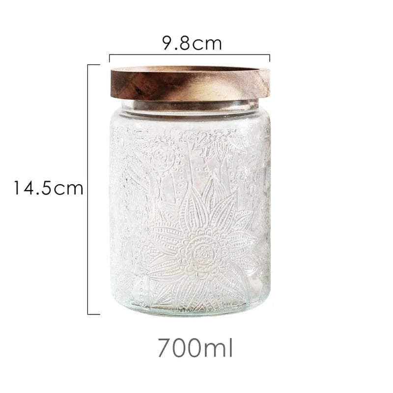 Embossing Flower Glass Container