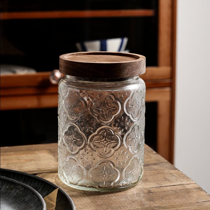 Embossing Flower Glass Container