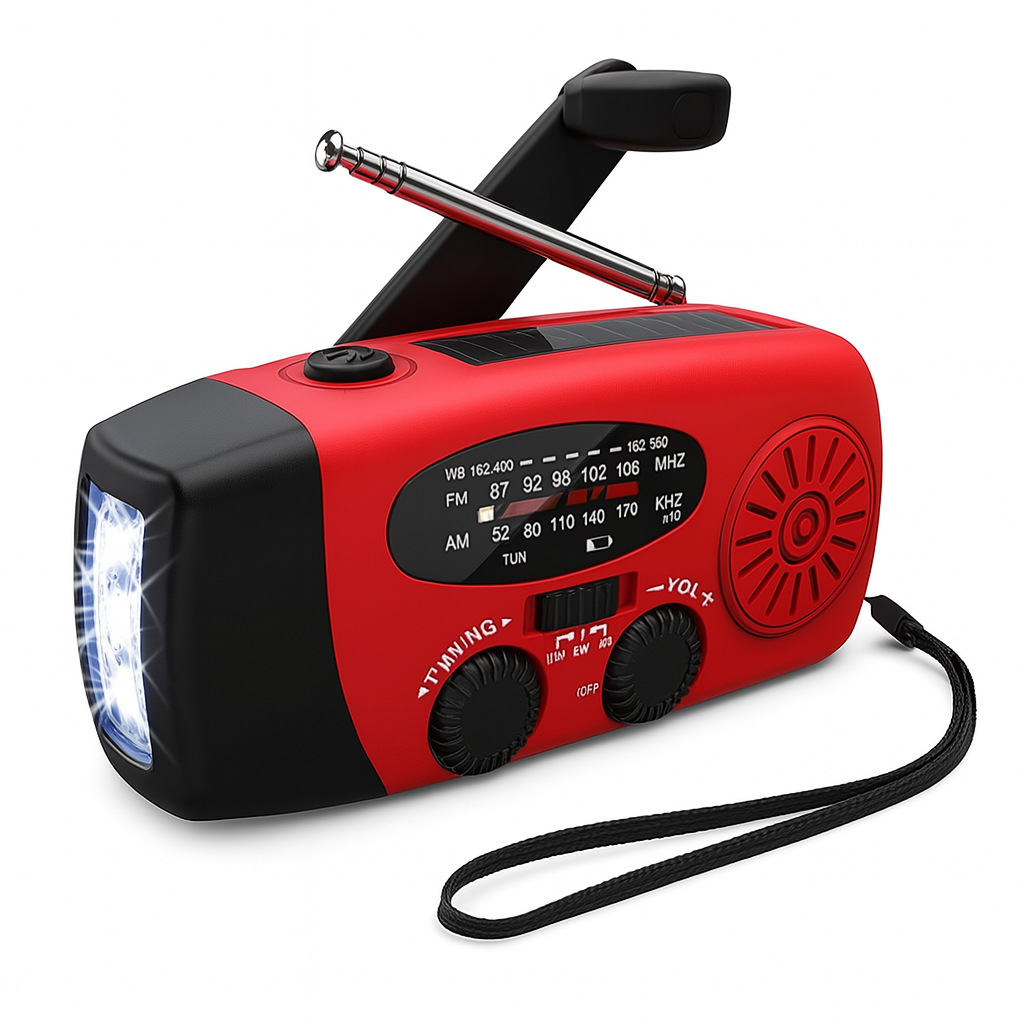 CrisisReady Handcrank Emergency Radio – AM/FM Radio with Powerbank, Flashlight & USB-C Charging