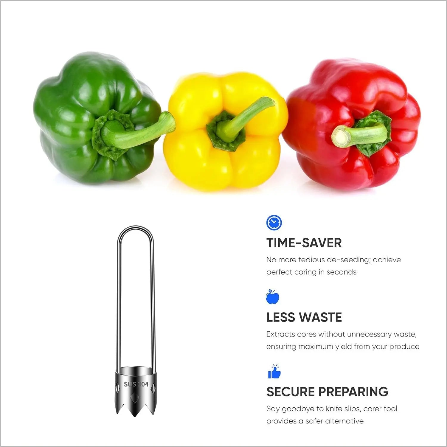 Ergonomic Core Remover made of Stainless Steel for Fruits and Vegetables