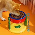 Elevated feeding bowl with tilt to prevent choking
