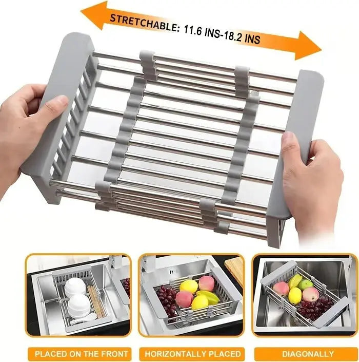 Expandable Stainless Steel Draining Basket for Sinks