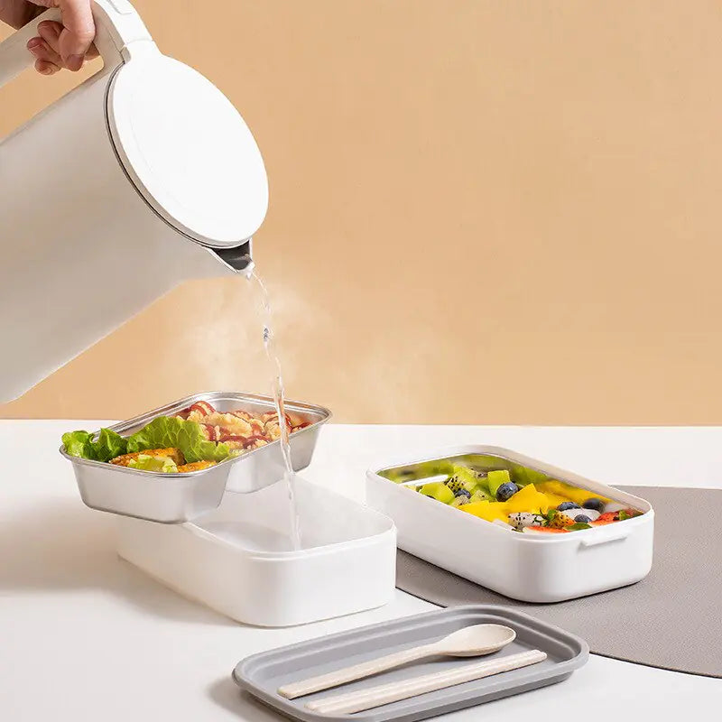 2-layer stainless steel Bento lunch box with locking lid