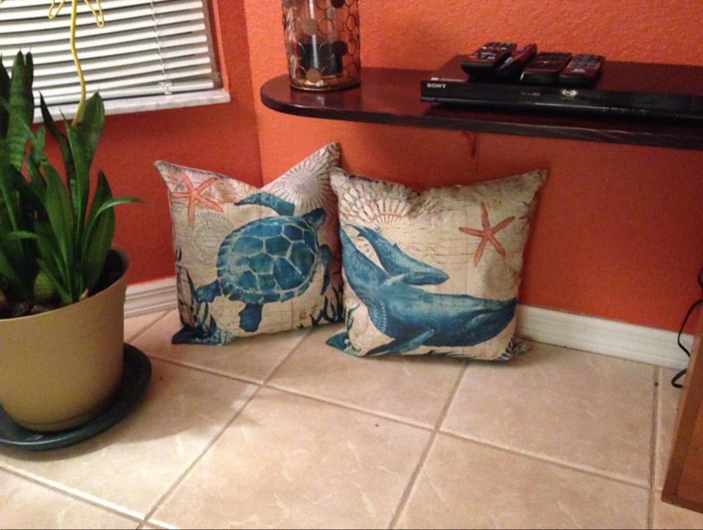 Cushion with Sea Life Motif for Decoration