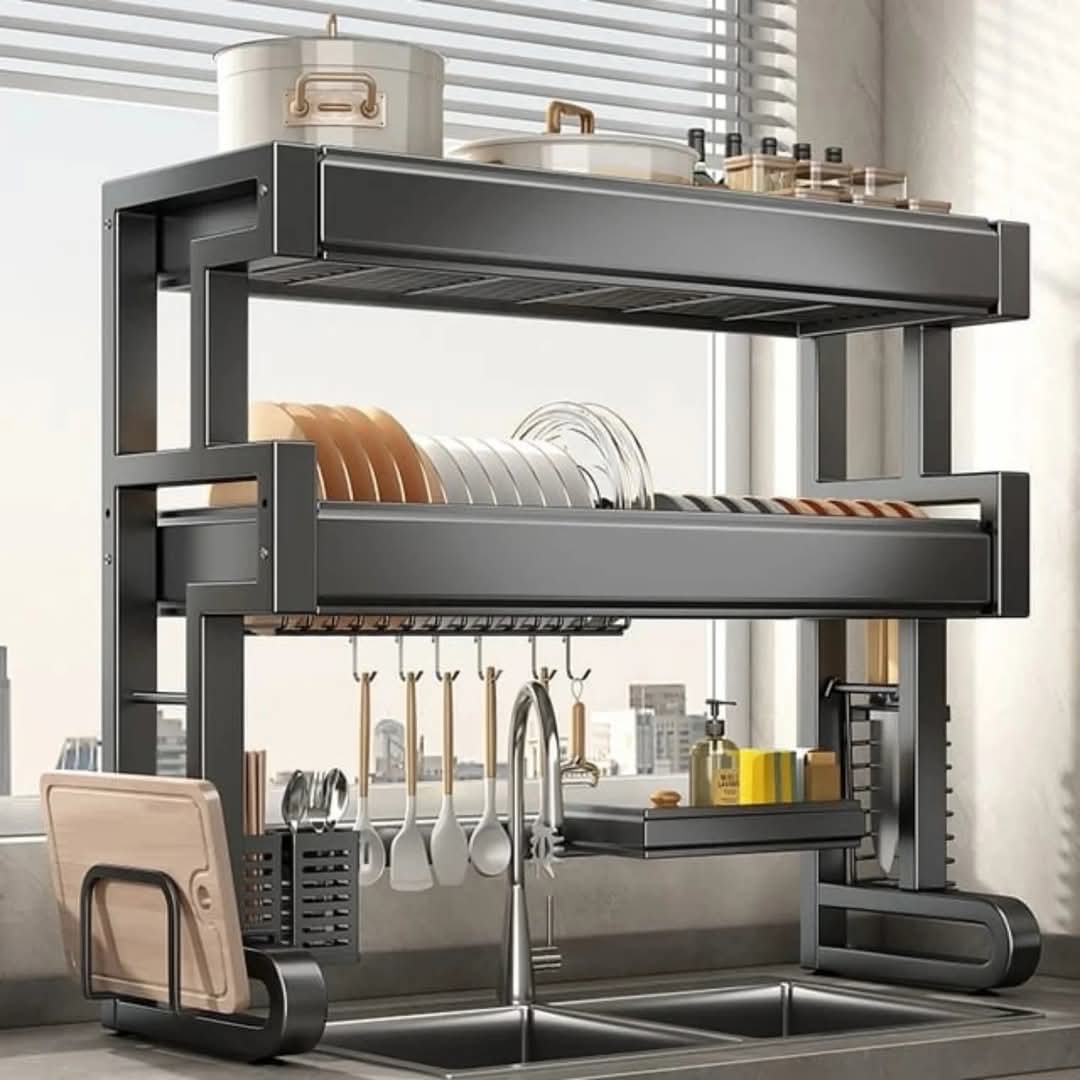 2-tier dish rack over the sink