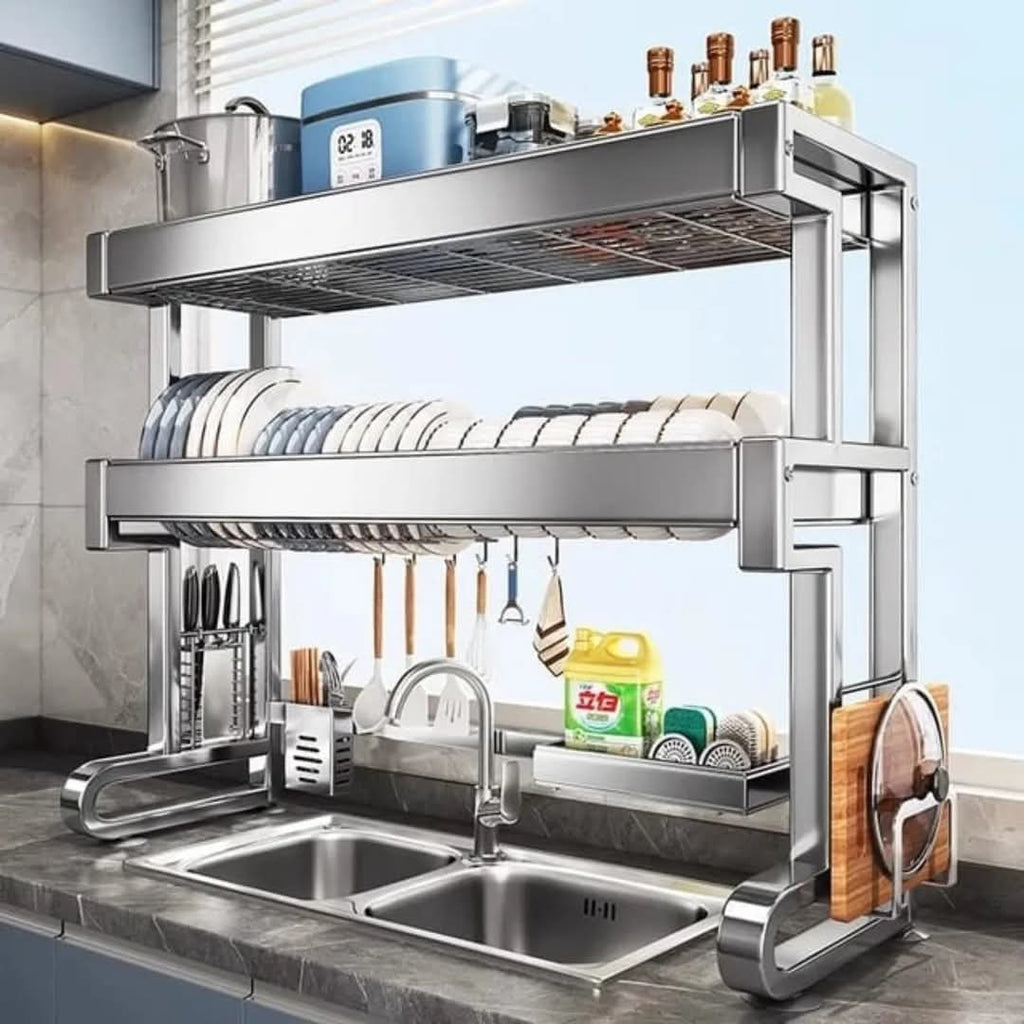 2-tier dish rack over the sink