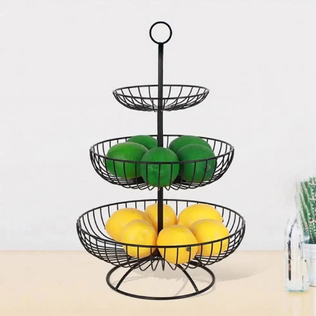 Luxury 3-Tier Vegetable and Fruit Rack in Gold and Black