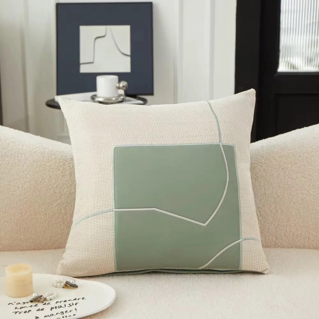Cushion with Geometric Embroidery