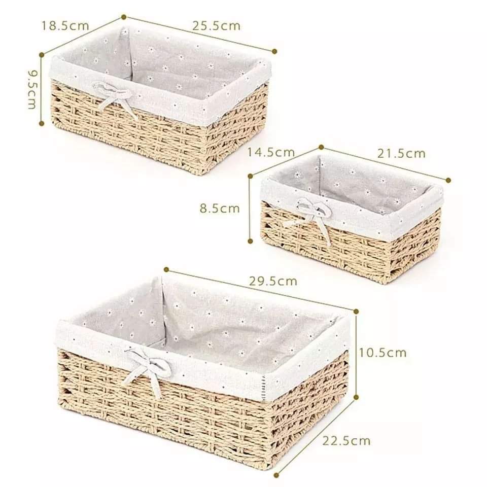 3 piece rattan basket
