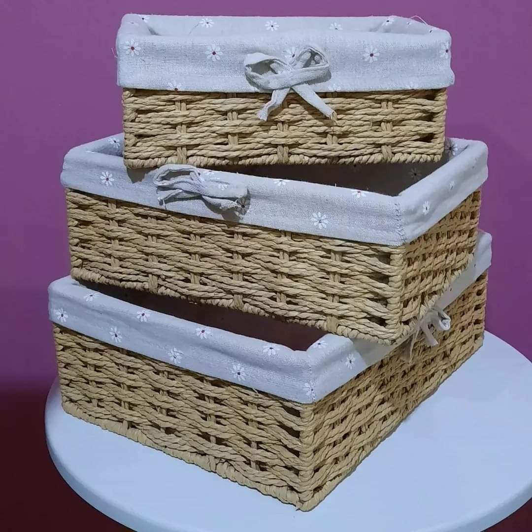 3 piece rattan basket