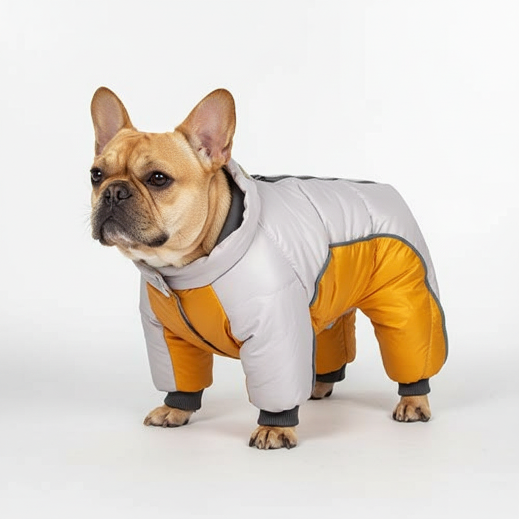 Warm & waterproof winter jacket for dogs with reflective stripes