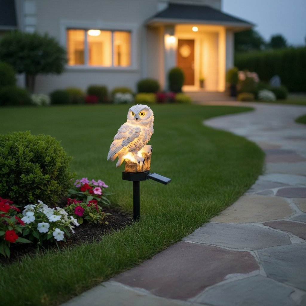 OwlGlow Solar-Powered Garden Lamp
