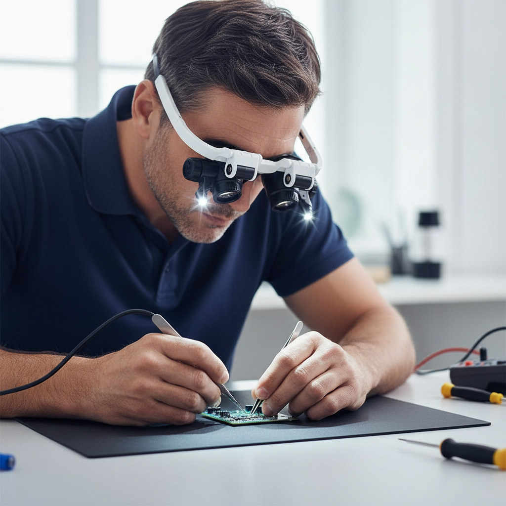 Magnifying glasses with LED lamps for double eyes
