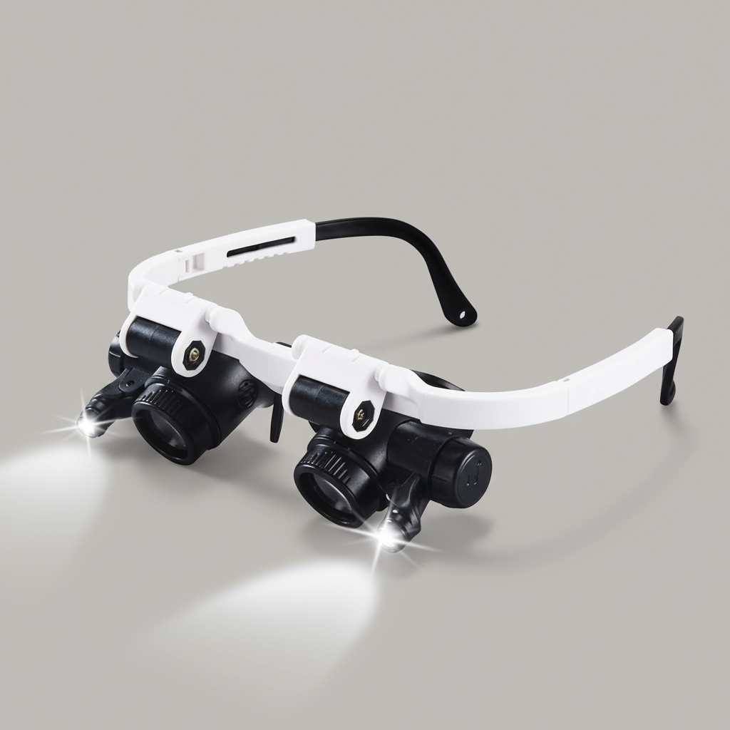 Magnifying glasses with LED lamps for double eyes