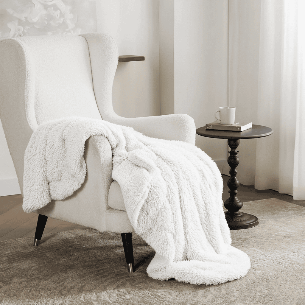Plush Faux Fur Blanket with Silky Touch & Elegant Fall
