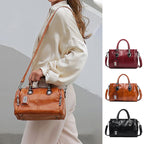 New handbags made of oil wax leather Boston, large tote bag made of soft leather