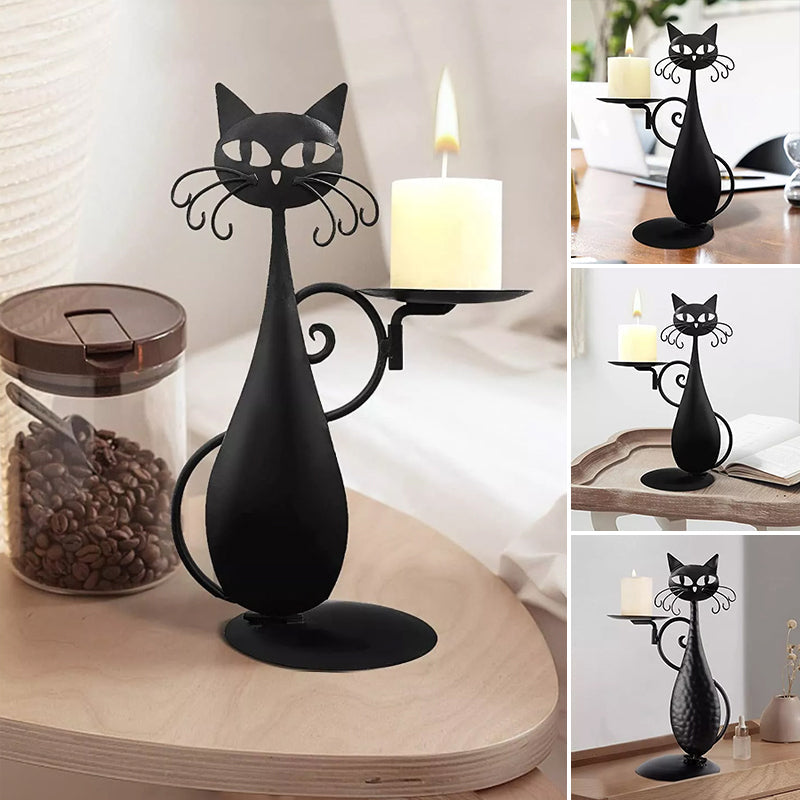 Candle holder black cat