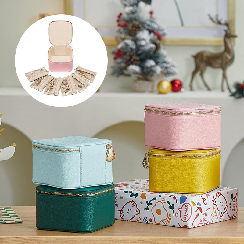 Leather jewelry box for travel